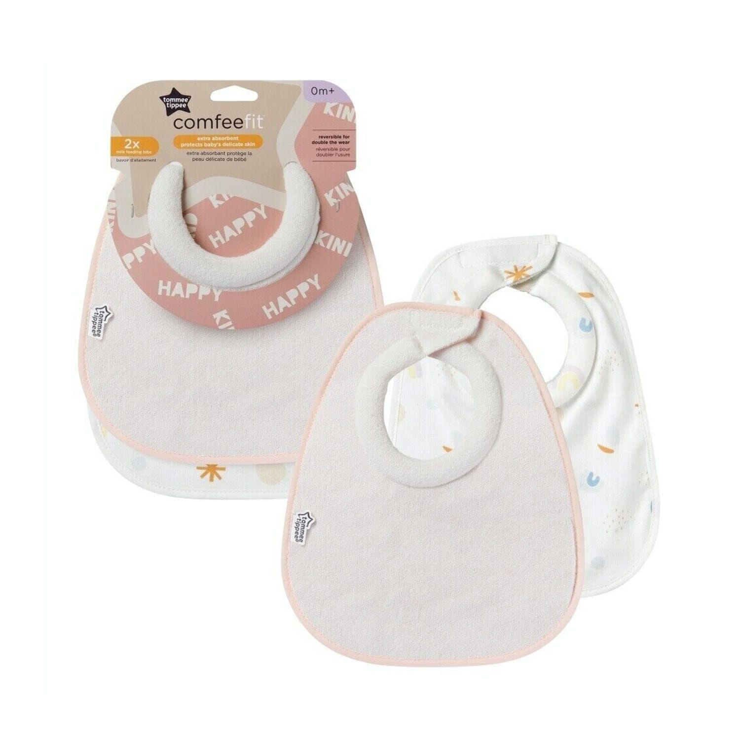 Tommee Tippee ComfeeFit Milk Feeding Bibs 0m+ Reversible x2, product image 2