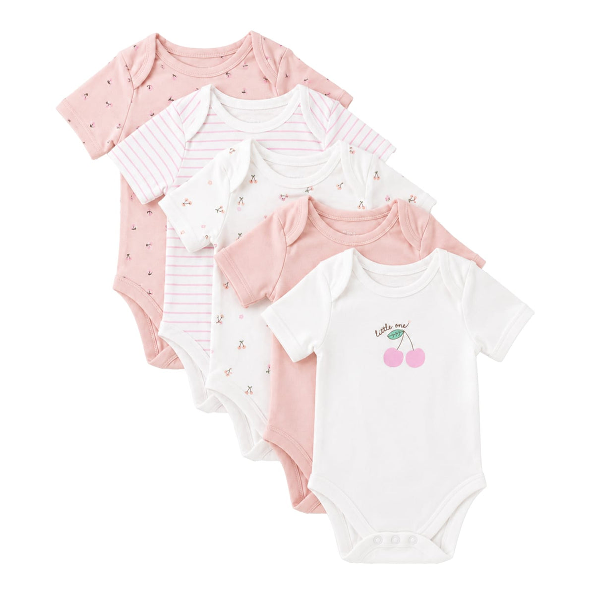 Pure Baby Pink Short Sleeve Bodysuits 5 Pack