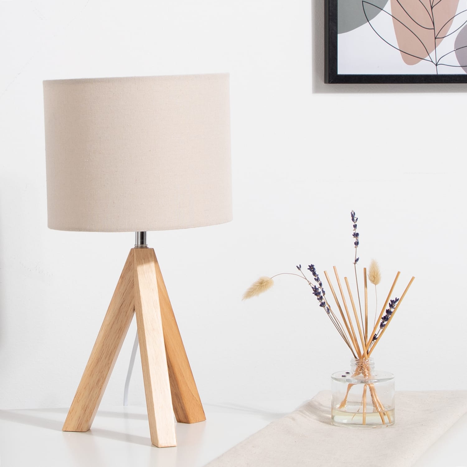 Home Collections Wood Tripod Table Lamp - Beige, product image 3